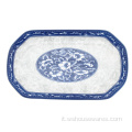 Piastra ovale in ceramica blu e bianca